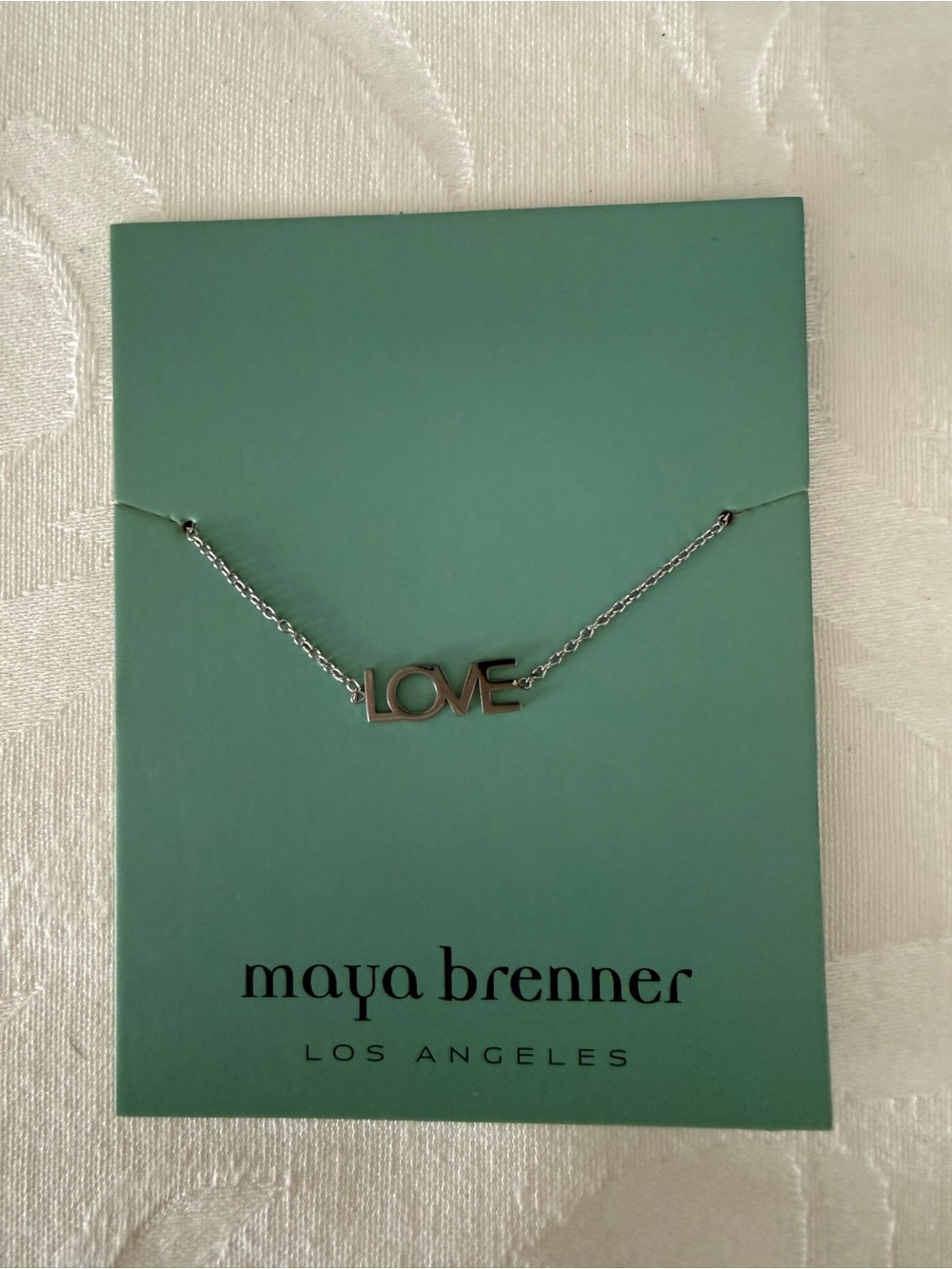 NWT Maya Brenner Silver Tone "LOVE" Adjustable Bracelet / Anklet with Pouch